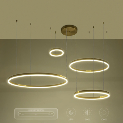 kelvo® VENOM KLV-101-0204 Κρεμαστό Φωτιστικό Οροφής LED 150W 15000lm 120° AC 220-240V IP20 Ρυθμιζόμενο Λευκό CCT με Χειριστήριο από 2700K έως 6000K Dimmable - Lumileds SMD Chip - Χρυσό Πλατίνα - Μ150 x Π90 x Υ60cm - 3 Χρόνια Εγγύηση