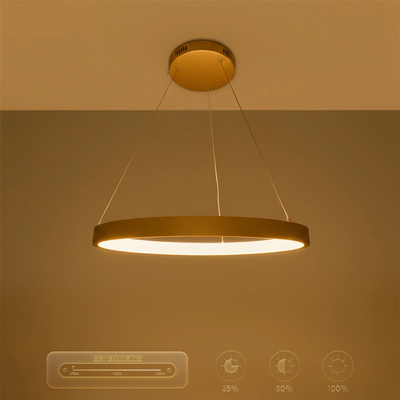 kelvo® NEMESIS KLV-101-0210 Κρεμαστό Φωτιστικό Οροφής LED 45W 4500lm 180° AC 220-240V IP20 Ρυθμιζόμενο Λευκό CCT με Χειριστήριο από 2700K έως 6000K Dimmable - Lumileds SMD Chip - Χρυσό Πλατίνα - Μ60 x Π60 x Υ4cm - 3 Χρόνια Εγγύηση