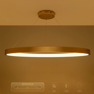 kelvo® NEMESIS KLV-101-0213 Κρεμαστό Φωτιστικό Οροφής LED 67W 6700lm 180° AC 220-240V IP20 Ρυθμιζόμενο Λευκό CCT με Χειριστήριο από 2700K έως 6000K Dimmable - Lumileds SMD Chip - Χρυσό Πλατίνα - Μ80 x Π80 x Υ4cm - 3 Χρόνια Εγγύηση