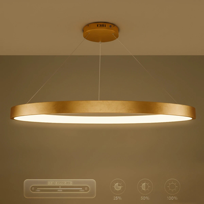 kelvo® NEMESIS KLV-101-0213 Κρεμαστό Φωτιστικό Οροφής LED 67W 6700lm 180° AC 220-240V IP20 Ρυθμιζόμενο Λευκό CCT με Χειριστήριο από 2700K έως 6000K Dimmable - Lumileds SMD Chip - Χρυσό Πλατίνα - Μ80 x Π80 x Υ4cm - 3 Χρόνια Εγγύηση