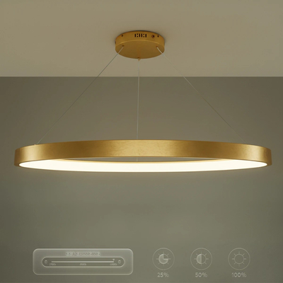 kelvo® NEMESIS KLV-101-0213 Κρεμαστό Φωτιστικό Οροφής LED 67W 6700lm 180° AC 220-240V IP20 Ρυθμιζόμενο Λευκό CCT με Χειριστήριο από 2700K έως 6000K Dimmable - Lumileds SMD Chip - Χρυσό Πλατίνα - Μ80 x Π80 x Υ4cm - 3 Χρόνια Εγγύηση