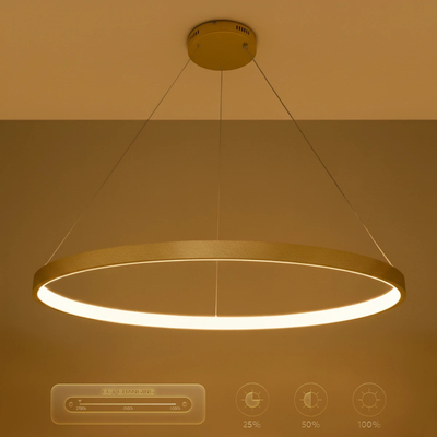 kelvo® NEMESIS KLV-101-0216 Κρεμαστό Φωτιστικό Οροφής LED 75W 7500lm 180° AC 220-240V IP20 Ρυθμιζόμενο Λευκό CCT με Χειριστήριο από 2700K έως 6000K Dimmable - Lumileds SMD Chip - Χρυσό Πλατίνα - Μ100 x Π100 x Υ4cm - 3 Χρόνια Εγγύηση