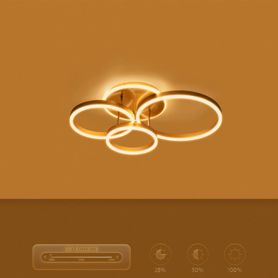 kelvo® VENOM KLV-101-0186 Φωτιστικό Οροφής LED 100W 10000lm 360° AC 220-240V IP20 Ρυθμιζόμενο Λευκό CCT με Χειριστήριο από 2700K έως 6000K Dimmable - Lumileds SMD Chip - Χρυσό Πλατίνα - Μ70 x Π40 x Υ16cm - 3 Χρόνια Εγγύηση