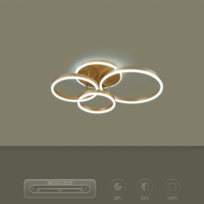 kelvo® VENOM KLV-101-0186 Φωτιστικό Οροφής LED 100W 10000lm 360° AC 220-240V IP20 Ρυθμιζόμενο Λευκό CCT με Χειριστήριο από 2700K έως 6000K Dimmable - Lumileds SMD Chip - Χρυσό Πλατίνα - Μ70 x Π40 x Υ16cm - 3 Χρόνια Εγγύηση