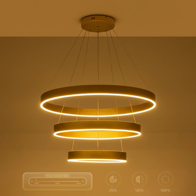 kelvo® VENOM KLV-101-0201-V2 Κρεμαστό Φωτιστικό Οροφής LED 120W 12000lm 120° AC 220-240V IP20 Ρυθμιζόμενο Λευκό CCT με Χειριστήριο από 2700K έως 6000K Dimmable - Lumileds SMD Chip - Χρυσό Πλατίνα - Μ80 x Π80 x Υ80cm - 3 Χρόνια Εγγύηση