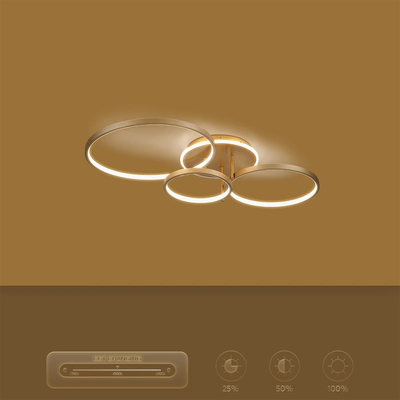 kelvo® NEMESIS KLV-101-0207 Φωτιστικό Οροφής LED 98W 9800lm 360° AC 220-240V IP20 Ρυθμιζόμενο Λευκό CCT με Χειριστήριο από 2700K έως 6000K Dimmable - Lumileds SMD Chip - Χρυσό Πλατίνα - Μ89 x Π60 x Υ19cm - 3 Χρόνια Εγγύηση