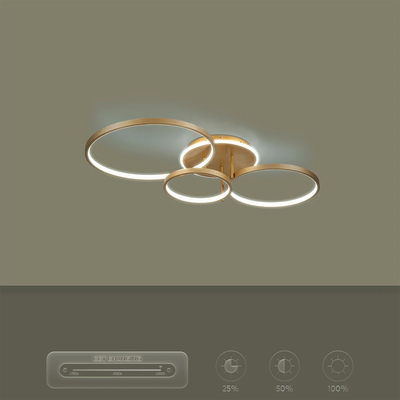 kelvo® NEMESIS KLV-101-0207 Φωτιστικό Οροφής LED 98W 9800lm 360° AC 220-240V IP20 Ρυθμιζόμενο Λευκό CCT με Χειριστήριο από 2700K έως 6000K Dimmable - Lumileds SMD Chip - Χρυσό Πλατίνα - Μ89 x Π60 x Υ19cm - 3 Χρόνια Εγγύηση