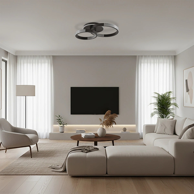 kelvo® DIAMOND KLV-101-0223 Φωτιστικό Οροφής LED 67W 6700lm 360° AC 220-240V IP20 Ρυθμιζόμενο Λευκό CCT με Χειριστήριο από 2700K έως 6000K Dimmable - Lumileds SMD Chip - Μαύρο Ματ - Μ60 x Π40 x Υ14cm - 3 Χρόνια Εγγύηση