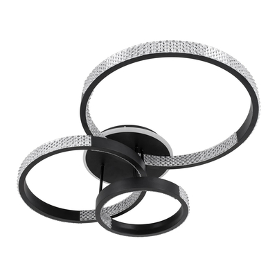 kelvo® DIAMOND KLV-101-0223 Φωτιστικό Οροφής LED 67W 6700lm 360° AC 220-240V IP20 Ρυθμιζόμενο Λευκό CCT με Χειριστήριο από 2700K έως 6000K Dimmable - Lumileds SMD Chip - Μαύρο Ματ - Μ60 x Π40 x Υ14cm - 3 Χρόνια Εγγύηση