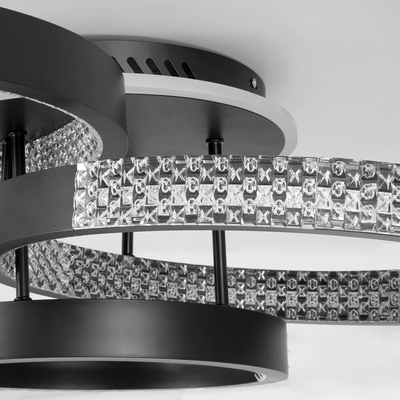 kelvo® DIAMOND KLV-101-0223 Φωτιστικό Οροφής LED 67W 6700lm 360° AC 220-240V IP20 Ρυθμιζόμενο Λευκό CCT με Χειριστήριο από 2700K έως 6000K Dimmable - Lumileds SMD Chip - Μαύρο Ματ - Μ60 x Π40 x Υ14cm - 3 Χρόνια Εγγύηση