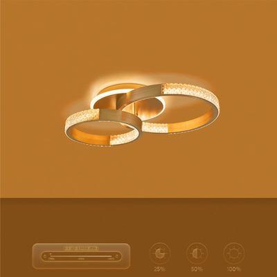 kelvo® DIAMOND KLV-101-0225 Φωτιστικό Οροφής LED 67W 6700lm 360° AC 220-240V IP20 Ρυθμιζόμενο Λευκό CCT με Χειριστήριο από 2700K έως 6000K Dimmable - Lumileds SMD Chip - Χρυσό Πλατίνα - Μ60 x Π40 x Υ14cm - 3 Χρόνια Εγγύηση