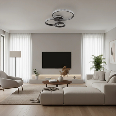 kelvo® DIAMOND KLV-101-0226 Φωτιστικό Οροφής LED 100W 10000lm 360° AC 220-240V IP20 Ρυθμιζόμενο Λευκό CCT με Χειριστήριο από 2700K έως 6000K Dimmable - Lumileds SMD Chip - Μαύρο Ματ - Μ80 x Π50 x Υ20cm - 3 Χρόνια Εγγύηση