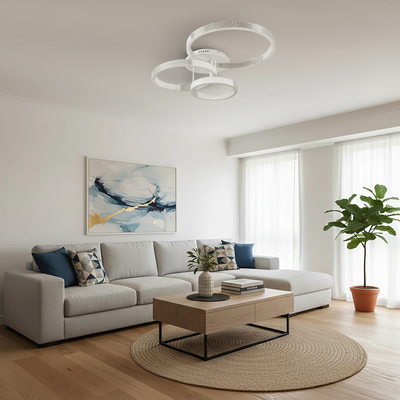 kelvo® DIAMOND KLV-101-0227 Φωτιστικό Οροφής LED 100W 10000lm 360° AC 220-240V IP20 Ρυθμιζόμενο Λευκό CCT με Χειριστήριο από 2700K έως 6000K Dimmable - Lumileds SMD Chip - Λευκό Ματ - Μ80 x Π50 x Υ20cm - 3 Χρόνια Εγγύηση