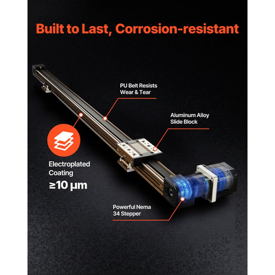 Γραμμική ράγα οδηγού VEVOR, κίνηση με ιμάντα, ενεργοποιητής σκηνής γραμμικής κίνησης CNC, με βηματικό κινητήρα Nema34, μέγεθος εργασίας διαδρομής 1300 mm, μηχανοκίνητο υψηλής ταχύτητας, για μηχανή χάραξης, φρέζα CNC, εκτυπωτή 3D