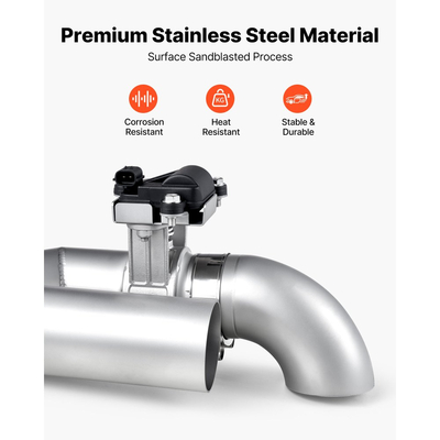 Ηλεκτρικό Κιτ Εξάτμισης VEVOR, Κιτ Βαλβίδας Εξάτμισης από Ανοξείδωτο Ατσάλι 63,5 mm με Τηλεχειριστήριο ενός Χειριστηρίου, Βαλβίδα Αποκοπής, Σωλήνας Y, Τηλεχειριστήριο & Κουτί, Ταιριάζει σε Φορτηγά, Sedan, Σπορ Αυτοκίνητα, SUV