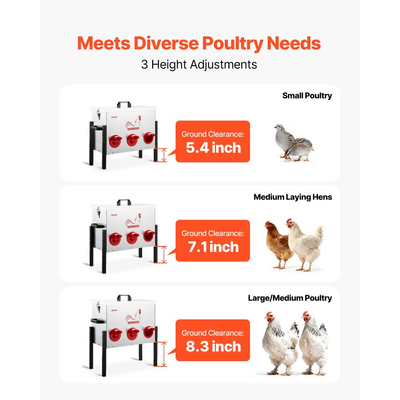 Αυτόματη ταΐστρα κοτόπουλων VEVOR, χωρητικότητας 13,61 kg, 6 θύρες τροφοδοσίας, ταΐστρα πουλερικών χωρίς απόβλητα, αυτόματη βαρύτητα, με ρυθμιζόμενο ύψος και καπάκι που κλειδώνει, μεταλλική κατασκευή, για κοτόπουλα, φασιανούς και μπαντάμ.