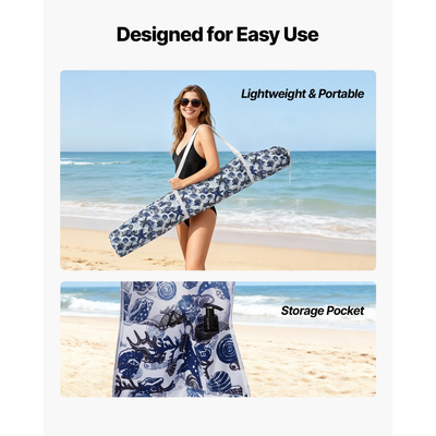 VEVOR Καμπάνα Παραλίας, Σκηνή Παραλίας 1,83 x 1,83 μ. με Πλευρικό Τοίχωμα, Προστασία UPF 50+, Εύκολη Εγκατάσταση Σκηνής Καμπάνα με Θήκες Άμμου, Μεγάλη Φορητή Σκίαση Εξωτερικού Χώρου, Ομπρέλα Ηλίου για Όλη την Οικογένεια και Φίλους