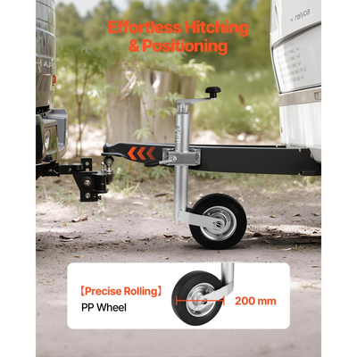 Γρύλος ρυμούλκησης VEVOR με τροχό, χωρητικότητα φορτίου 150 kg, βαρέως τύπου γρύλος ρυμούλκησης με μονή ρόδα και εργονομική λαβή, διαδρομή ανύψωσης 230 mm, κατάλληλος για τροχόσπιτα, ρυμουλκούμενα αλόγων, ρυμουλκούμενα πολλαπλών χρήσεων