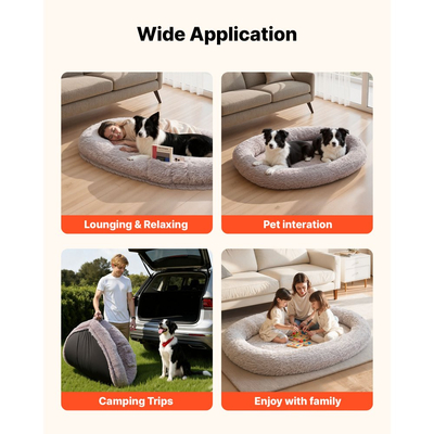 Κρεβάτι σκύλου VEVOR Human, 1710 x 1000 x 240 mm Ορθοπεδικό κρεβάτι σκύλου μεγέθους ανθρώπου από αφρό μνήμης, Κρεβάτια κατοικίδιων ανθρώπων με πλαϊνή τσέπη, λαβή και φερμουάρ, Αφαιρούμενα κρεβάτια σκύλων που πλένονται στο πλυντήριο για ανθρώπους, γκρι