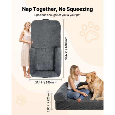 Κρεβάτι σκύλου VEVOR Human, 1790 x 950 x 240 mm Ορθοπεδικό κρεβάτι σκύλου σε μέγεθος ανθρώπου από αφρό μνήμης, Κρεβάτια κατοικίδιων ανθρώπων με πλαϊνή τσέπη, λαβή και φερμουάρ, Αφαιρούμενα κρεβάτια σκύλων που πλένονται στο πλυντήριο για ανθρώπους, Σκούρο γκρι