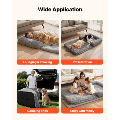 Κρεβάτι σκύλου VEVOR Human, 1810 x 1110 x 240 mm Ορθοπεδικό κρεβάτι σκύλου μεγέθους ανθρώπου από αφρό μνήμης, Κρεβάτια κατοικίδιων ανθρώπων με πλαϊνή τσέπη, λαβή και φερμουάρ, Αφαιρούμενα κρεβάτια σκύλων που πλένονται στο πλυντήριο για ανθρώπους, σκούρο γκρι