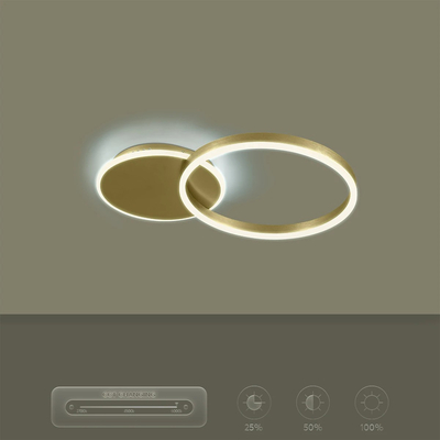 kelvo® VENOM KLV-101-0183 Φωτιστικό Οροφής LED 45W 4500lm 360° AC 220-240V IP20 Ρυθμιζόμενο Λευκό CCT με Χειριστήριο από 2700K έως 6000K Dimmable - Lumileds SMD Chip - Χρυσό Πλατίνα - Μ60 x Π40 x Υ7.5cm - 3 Χρόνια Εγγύηση