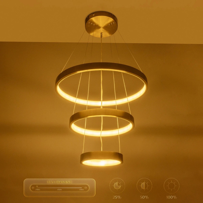 kelvo® NEMESIS KLV-101-0219 Κρεμαστό Φωτιστικό Οροφής LED 100W 10000lm 180° AC 220-240V IP20 Ρυθμιζόμενο Λευκό CCT με Χειριστήριο από 2700K έως 6000K Dimmable - Lumileds SMD Chip - Χρυσό Πλατίνα - Μ60 x Π60 x Υ60cm - 3 Χρόνια Εγγύηση