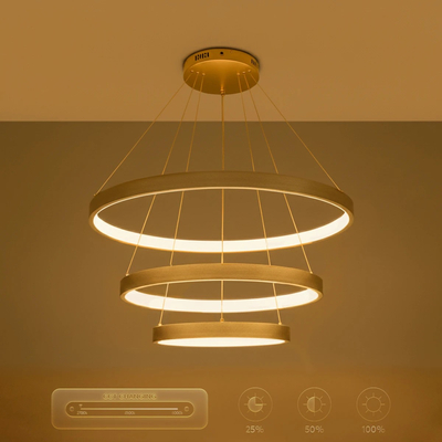 kelvo® NEMESIS KLV-101-0222 Κρεμαστό Φωτιστικό Οροφής LED 120W 12000lm 180° AC 220-240V IP20 Ρυθμιζόμενο Λευκό CCT με Χειριστήριο από 2700K έως 6000K Dimmable - Lumileds SMD Chip - Χρυσό Πλατίνα - Μ80 x Π80 x Υ80cm - 3 Χρόνια Εγγύηση