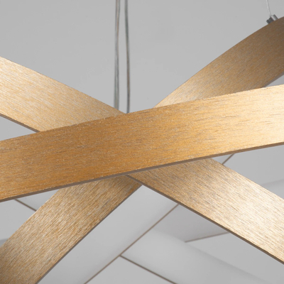 kelvo® NEMESIS KLV-101-0222-V2 Κρεμαστό Φωτιστικό Οροφής LED 120W 12000lm 180° AC 220-240V IP20 Ρυθμιζόμενο Λευκό CCT με Χειριστήριο από 2700K έως 6000K Dimmable - Lumileds SMD Chip - Χρυσό Πλατίνα - Μ80 x Π80 x Υ80cm - 3 Χρόνια Εγγύηση