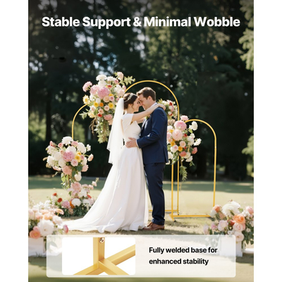 Βάση Αψίδας VEVOR, Σετ 3 τεμαχίων, 1,8/1,5/1,2 μ., Σταθερή Δομή, Εύκολη Συναρμολόγηση, Χρυσή Μεταλλική Βάση Αψίδας για Διακόσμηση Γάμου, Πάρτι Γενεθλίων, Αποφοίτησης, Γιορτής και Τελετής