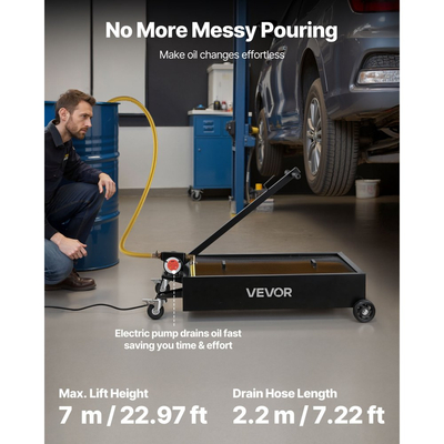 Δοχείο αποστράγγισης λαδιού χαμηλού προφίλ VEVOR, χωρητικότητας 56,8 L, περιστρεφόμενο δοχείο αποστράγγισης λαδιού με ηλεκτρική αντλία και σωλήνα 2,2 m, ανθεκτικό στις διαρροές και στη διάβρωση, κατάλληλο για αυτοκίνητα, SUV, φορτηγά, μοτοσικλέτες, ATV, μεταλλικά οχήματα
