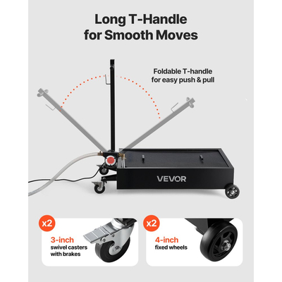 Δοχείο αποστράγγισης λαδιού χαμηλού προφίλ VEVOR, χωρητικότητας 56,8 L, περιστρεφόμενο δοχείο αποστράγγισης λαδιού με ηλεκτρική αντλία και σωλήνα 2,2 m, ανθεκτικό στις διαρροές και στη διάβρωση, κατάλληλο για αυτοκίνητα, SUV, φορτηγά, μοτοσικλέτες, ATV, μεταλλικά οχήματα