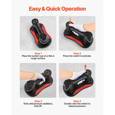 Ηλεκτρική βεντούζα κενού VEVOR, Μέγιστη ικανότητα ανύψωσης 170 kg, Ανυψωτήρας τζαμιών κενού με ψηφιακή οθόνη, Βαρύ εργαλείο βεντούζας πλακιδίων για ανύψωση πλακιδίων, γρανίτη, ξύλου, πλακόστρωσης, γυψοσανίδας, παραθύρων