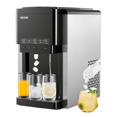 Διανομέας νερού VEVOR με παγομηχανή, Διανομέας νερού 3 σε 1 για πάγκο, 16 κιλά/24 ώρες, 12 κύβοι/7 λεπτά γρήγορης παρασκευής πάγου με χωρητικότητα 1,8 κιλά, παγάκια σε σφαίρες/θρυμματισμένο πάγο και κρύο νερό, για το σπίτι, την κουζίνα, τα πάρτι