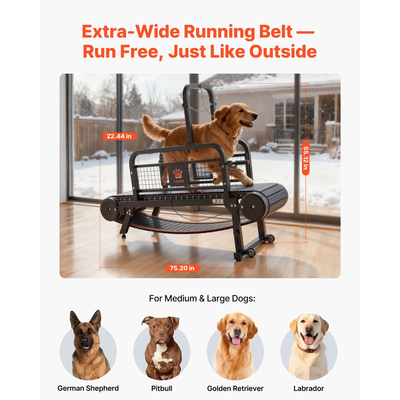 Διάδρομος Σκύλων VEVOR για Μεσαίους/Μεγάλους Σκύλους, Μηχανή Τρεξίματος για Κατοικίδια με Ρυθμιζόμενη Ρύθμιση, Φρένο & Τροχοί, Αναβάθμιση Πλαστικής Ζώνης για να Διατηρείτε τα Κατοικίδια Ενεργά & σε Γυμναστική, Έως 199,6 κιλά, Εύκολο στη Μετακίνηση