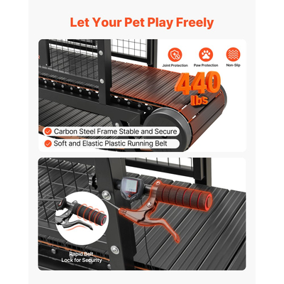 Διάδρομος Σκύλων VEVOR για Μεσαίους/Μεγάλους Σκύλους, Μηχανή Τρεξίματος για Κατοικίδια με Ρυθμιζόμενη Ρύθμιση, Φρένο & Τροχοί, Αναβάθμιση Πλαστικής Ζώνης για να Διατηρείτε τα Κατοικίδια Ενεργά & σε Γυμναστική, Έως 199,6 κιλά, Εύκολο στη Μετακίνηση