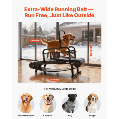 Διάδρομος Σκύλων VEVOR για Μικρά/Μεσαία Σκυλιά, Μηχανή Τρεξίματος για Κατοικίδια με Ρυθμιζόμενη Ρύθμιση, Φρένο & Τροχοί, Αναβάθμιση Πλαστικής Ζώνης για να Κρατάτε τα Κατοικίδια Ενεργά & σε Γυμναστική, Έως 199,6 κιλά, Εύκολο στη Μετακίνηση
