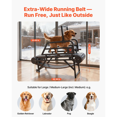 Διάδρομος Σκύλων VEVOR για Μικρά/Μεσαία Σκυλιά, Μηχανή Τρεξίματος για Κατοικίδια με Ρυθμιζόμενη Ρύθμιση, Φρένο & Τροχοί, Πλαστικός Ιμάντας Αναβάθμισης για να Διατηρεί τα Κατοικίδια σε Γυμναστική, Έως 199,6 κιλά, Ύψος Κλίσης 15cm