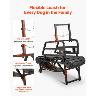 Διάδρομος Σκύλων VEVOR για Μικρά/Μεσαία Σκυλιά, Μηχανή Τρεξίματος για Κατοικίδια με Ρυθμιζόμενη Ρύθμιση, Φρένο & Τροχοί, Πλαστικός Ιμάντας Αναβάθμισης για να Διατηρεί τα Κατοικίδια σε Γυμναστική, Έως 199,6 κιλά, Ύψος Κλίσης 15cm