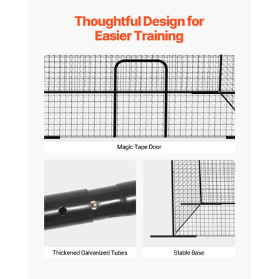 Κλουβί μπέιζμπολ VEVOR, Φορητό κλουβί μπέιζμπολ 12000 x 3680 x 3100 mm, Κλουβιά χτυπήματος με 45-Ply Knotted HDPE & Μακριά σχοινιά τοποθέτησης, Κλουβιά μπέιζμπολ με δίχτυ για εσωτερικούς και εξωτερικούς χώρους