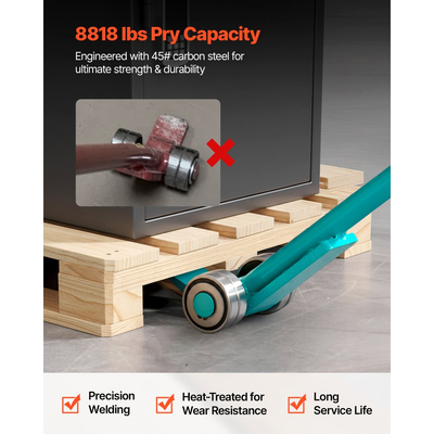 Μπάρα VEVOR Prylever, Χωρητικότητα Βάρους 4 Τ, Χειρολαβή από Ανθρακούχο Χάλυβα 1,4 μ., Μπάρα με Μοχλό Ανύψωσης με Ρόδες για Μεγάλες Παλέτες, Βαρέα Αντικείμενα, Τσιμεντόλιθους, Χειρισμός Βαρέως Τύπου Εξοπλισμού