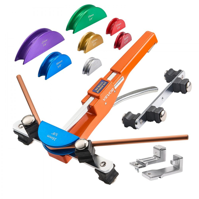 Κιτ κάμψης σωλήνων VEVOR, 6 mm έως 22 mm, Συμπαγής κάμψη σωλήνων με καστάνια, Εργαλείο χειροκίνητης κάμψης εμπρός/πίσω, με μήτρες από κράμα αλουμινίου 7 χρωμάτων, για επισκευή ψυκτικών συστημάτων HVAC και κλιματισμού χαλκού