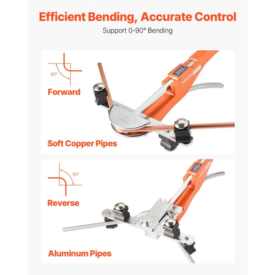 Κιτ κουρμπαδόρου σωλήνων VEVOR, 6 mm έως 22 mm, Συμπαγής κουρμπαδόρος σωλήνων με καστάνια, Εργαλείο χειροκίνητης κάμψης εμπρός/πίσω, με 7 μήτρες από κράμα αλουμινίου, για επισκευή αυτοκινήτων από χαλκό HVAC, κλιματισμό, ψύξη και ψύξη