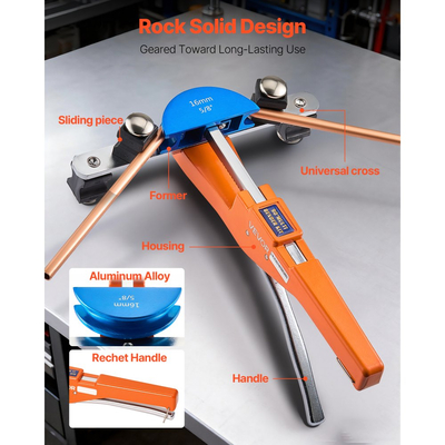 Κιτ κάμψης σωλήνων VEVOR, 6 mm έως 22 mm, Συμπαγής κάμψη σωλήνων με καστάνια, Εργαλείο κάμψης με καστάνια χειρός, με μήτρες από κράμα αλουμινίου 7 χρωμάτων, Εργαλεία HVAC, για ψύξη, κλιματισμό, χάλκινο HVAC