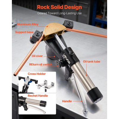 Κιτ κάμψης υδραυλικών σωλήνων VEVOR, 6 mm έως 22 mm, Κούμπωμα σωλήνων χαλκού, Εργαλείο κάμψης HVAC εμπρός/πίσω, με μήτρες από κράμα αλουμινίου 7 χρωμάτων, για επισκευή αυτοκινήτων HVAC, κλιματισμού, ψύξης και ψύξης