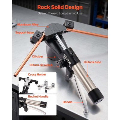 Κιτ κάμψης υδραυλικών σωλήνων VEVOR, 6 mm έως 22 mm, Κούρμπαρος σωλήνων χαλκού, Σετ εργαλείων κάμψης HVAC εμπρός/πίσω, με 7 μήτρες από κράμα αλουμινίου, για επισκευή αυτοκινήτων HVAC, κλιματισμού, ψύξης