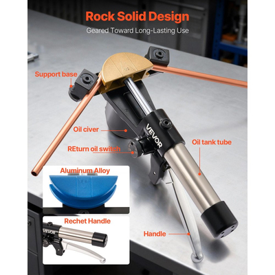 Κιτ κάμψης υδραυλικών σωλήνων VEVOR, 6 mm έως 22 mm, κάμψη σωλήνων χαλκού, σετ εργαλείων κάμψης HVAC, κάμψη 90°, με μήτρες από κράμα αλουμινίου 7 χρωμάτων, για επισκευή αυτοκινήτων HVAC, κλιματισμού, ψύξης