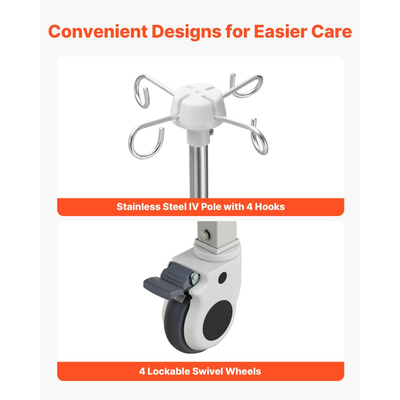 VEVOR Premium Πλήρως Ηλεκτρικό Νοσοκομειακό Κρεβάτι 2 Λειτουργιών, Ηλεκτρικό Ιατρικό Κρεβάτι με Ρύθμιση Πλάτης & Ποδιού, Ροδάκια Κλειδώματος 127 mm, Στρώμα Αφρού Υψηλής Πυκνότητας για Οικιακή Νοσοκομειακή Χρήση, Φόρτωση 250 kg