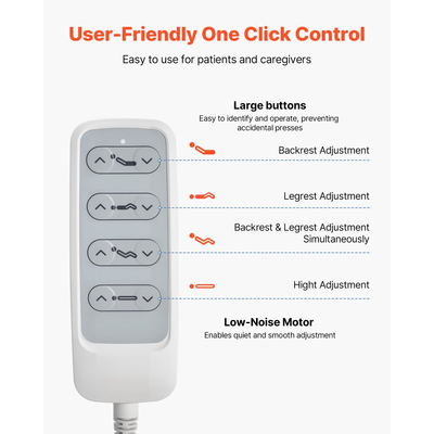 VEVOR Premium 3 Λειτουργιών Πλήρως Ηλεκτρικό Νοσοκομειακό Κρεβάτι, Ηλεκτρικό Ιατρικό Κρεβάτι με Πλάτη, Υποπόδιο & Ρύθμιση Ύψους, Ροδάκια Κλειδώματος 127 mm, Στρώμα Υψηλής Πυκνότητας για Οικιακή Νοσοκομειακή Χρήση, Φόρτωση 250 kg