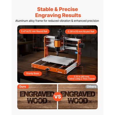 Μηχανή δρομολόγησης CNC VEVOR, άξονας 500W, μηχανή φρεζαρίσματος ξύλου 3 αξόνων, με επιφάνεια εργασίας 300 x 180 x 80 mm, χειριστήριο εκτός σύνδεσης, διακόπτη ορίου, ηλεκτρονικό στοπ, για κοπή ξυλογλυπτικής, ακρυλικού πλαστικού